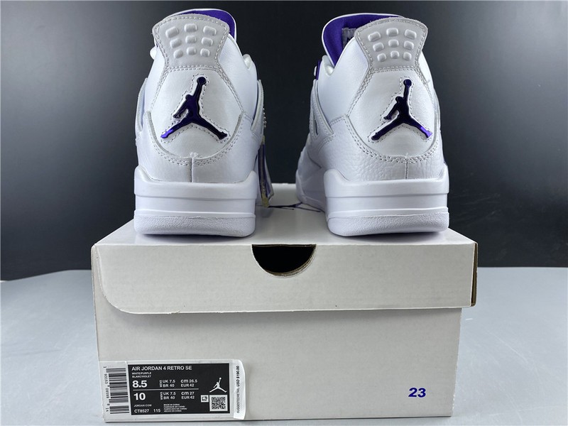 Air Jordan 4 Retro “Pure Money”  white purple 308497-100