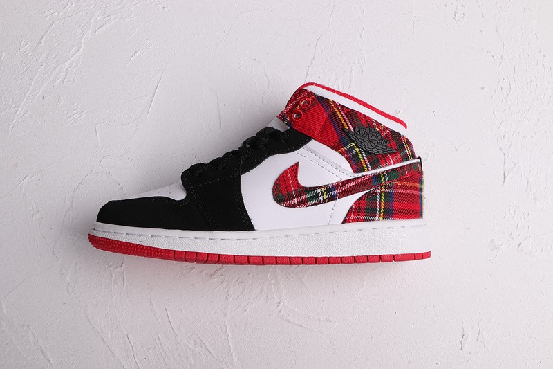 Air Jordan 1 Mid White Plaid 554725-607