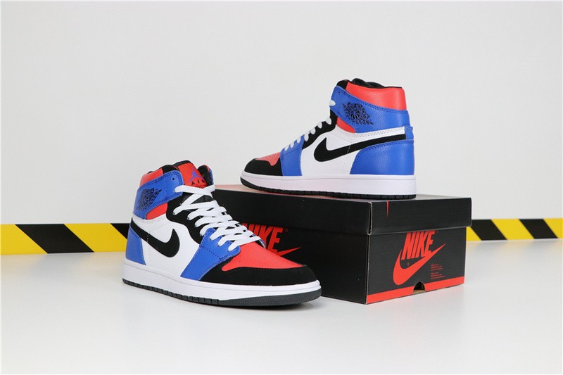 Air Jordan 1 Mid Top 3 Blue Red Black White 554724-124