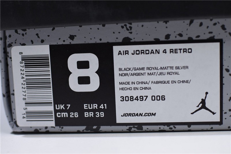 Air Jordan 4 Black Royal Blue 308497-006