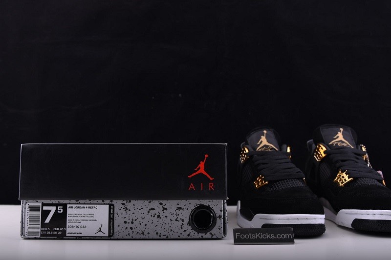 Air Jordan 4 “Royalty”  Black/Metallic Gold-White mens 308497-032