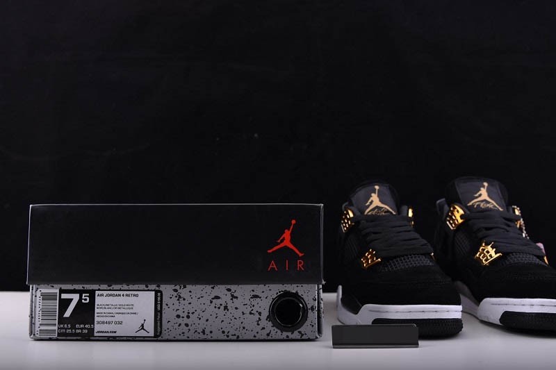 Air Jordan 4 “Royalty”  Black/Metallic Gold-White mens 308497-032