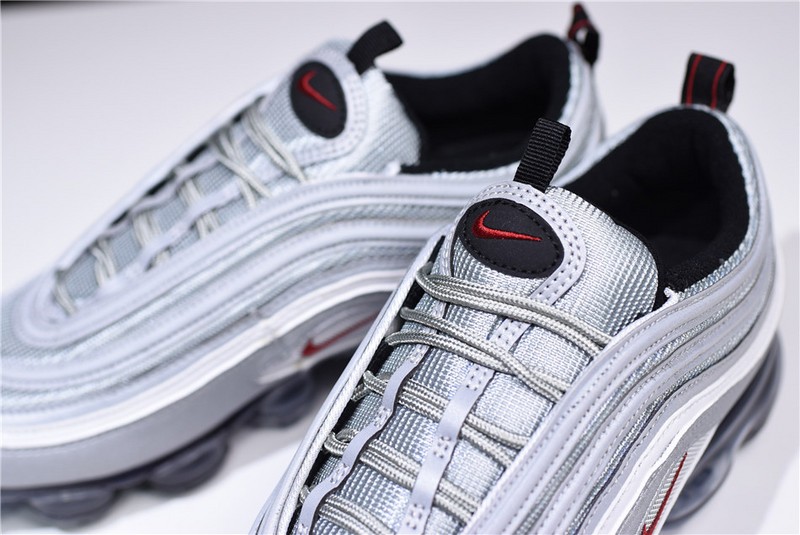 nike mens AIR VAPORMAX 97 "SILVER BULLET" metallic silver varsity red AJ7291-002
