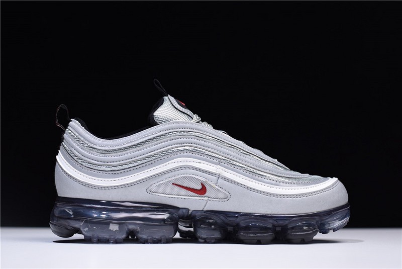 nike mens AIR VAPORMAX 97 "SILVER BULLET" metallic silver varsity red AJ7291-002