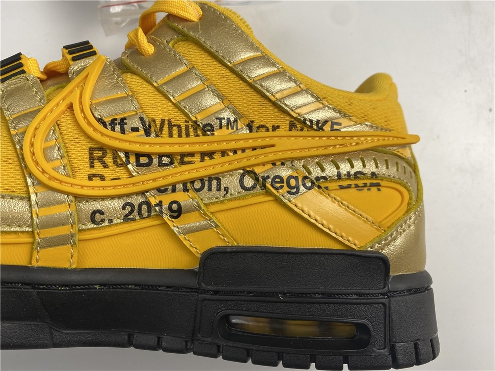 OFF-WHITE x Nike Air Rubber Dunk “University Gold” CU6015-700