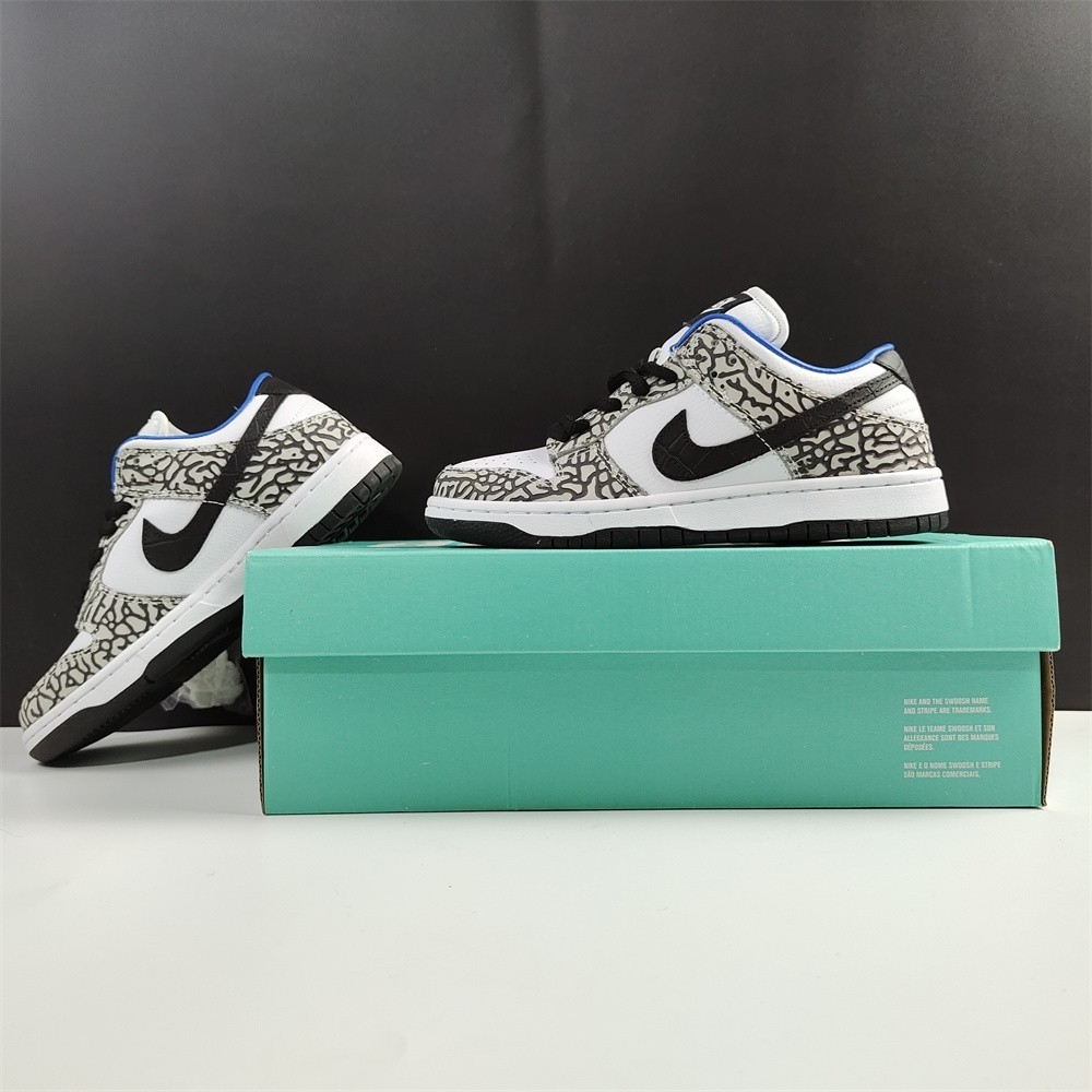 Nike SB Dunk Low Black Burst Print White Blue CU1727-106