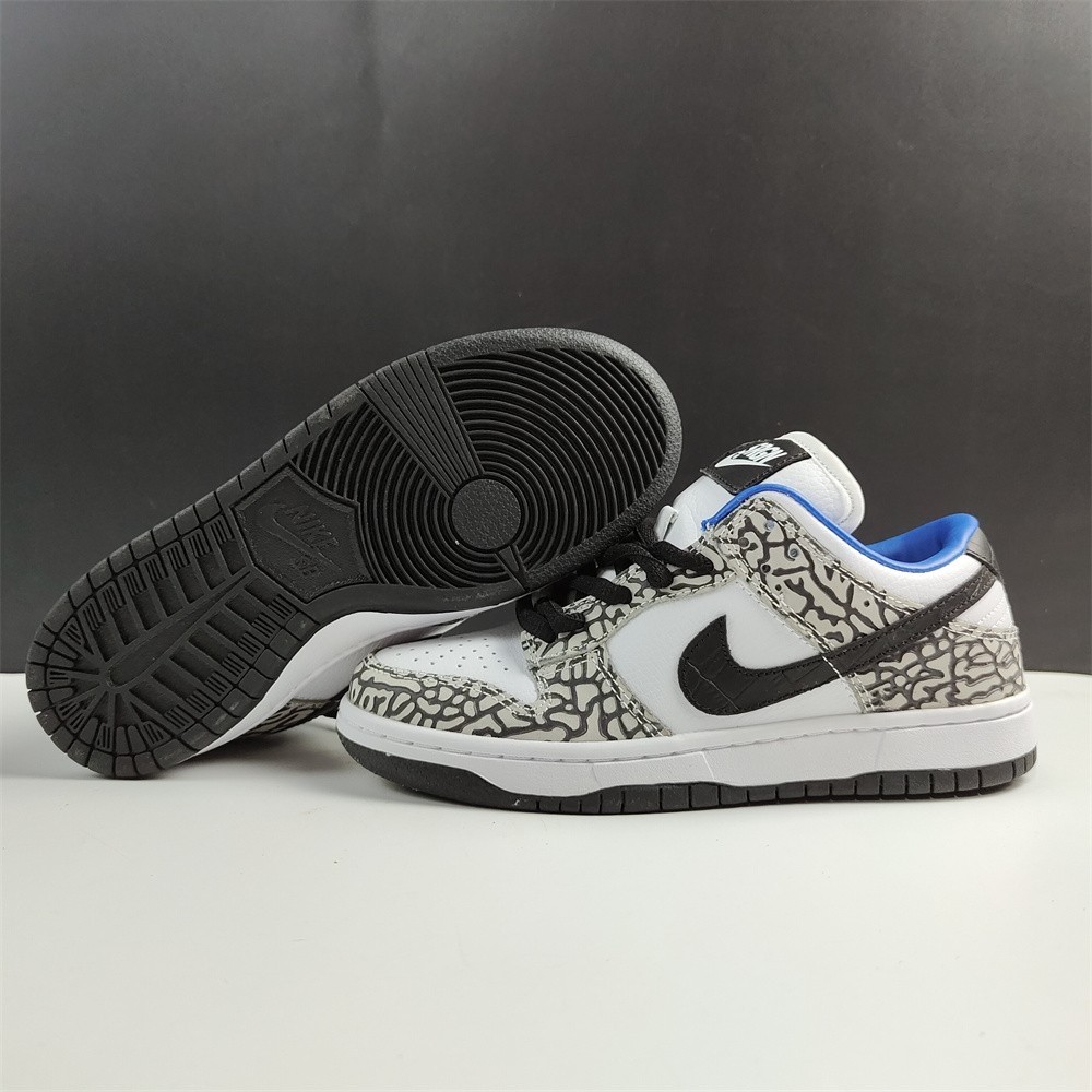 Nike SB Dunk Low Black Burst Print White Blue CU1727-106