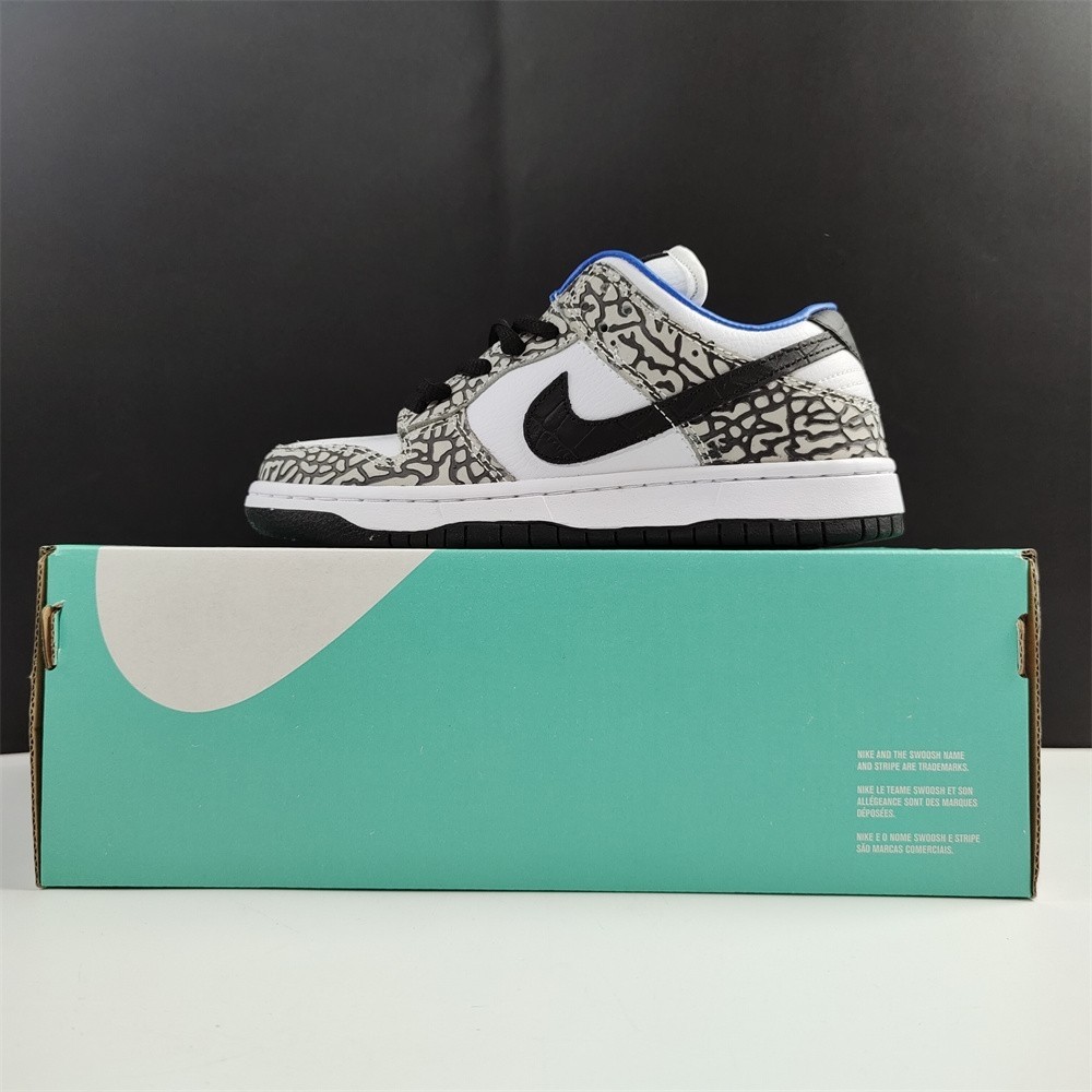 Nike SB Dunk Low Black Burst Print White Blue CU1727-106