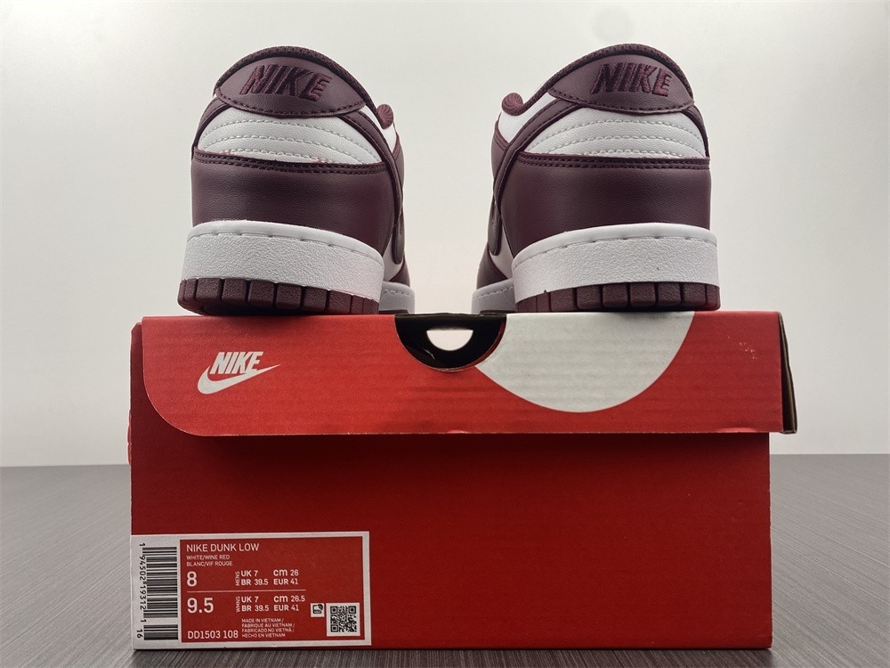 2021 New Nike Dunk Low “Bordeaux” White/Bordeaux J DD1503-108