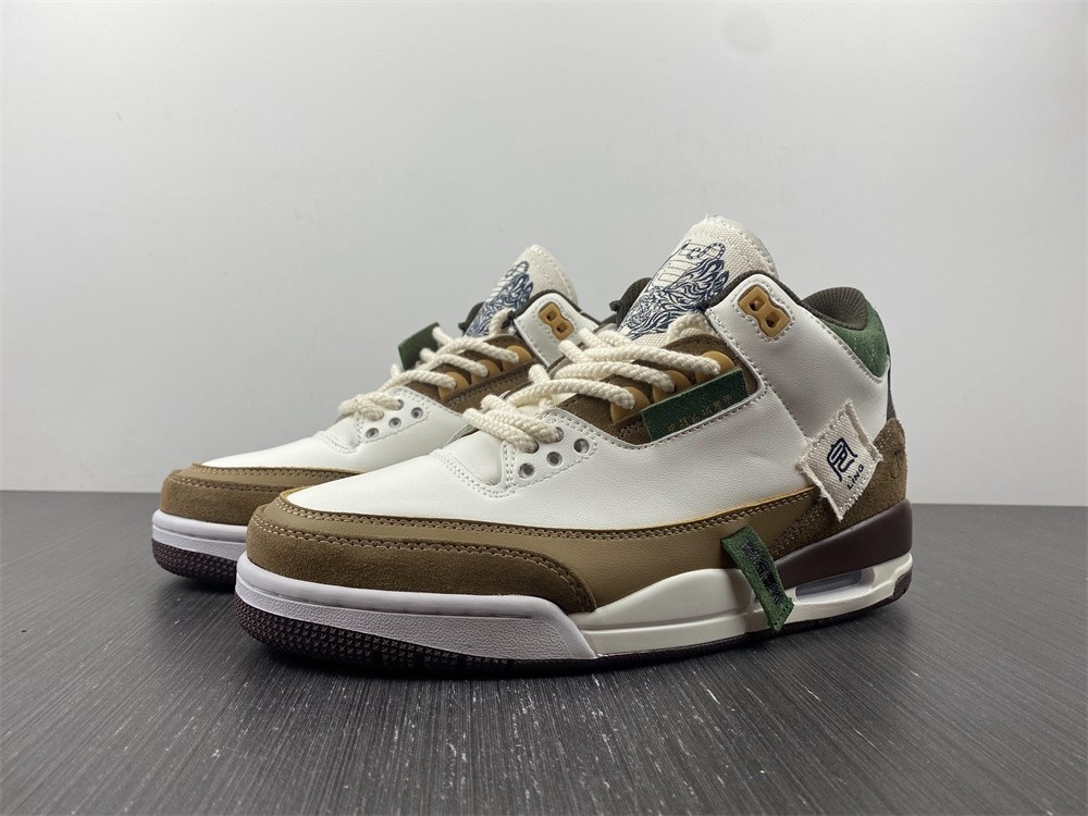 Air Jordan 3 Retro SE White Dark Brown Green Shoes 398614-500