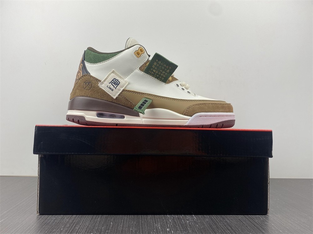 Air Jordan 3 Retro SE White Dark Brown Green Shoes 398614-500