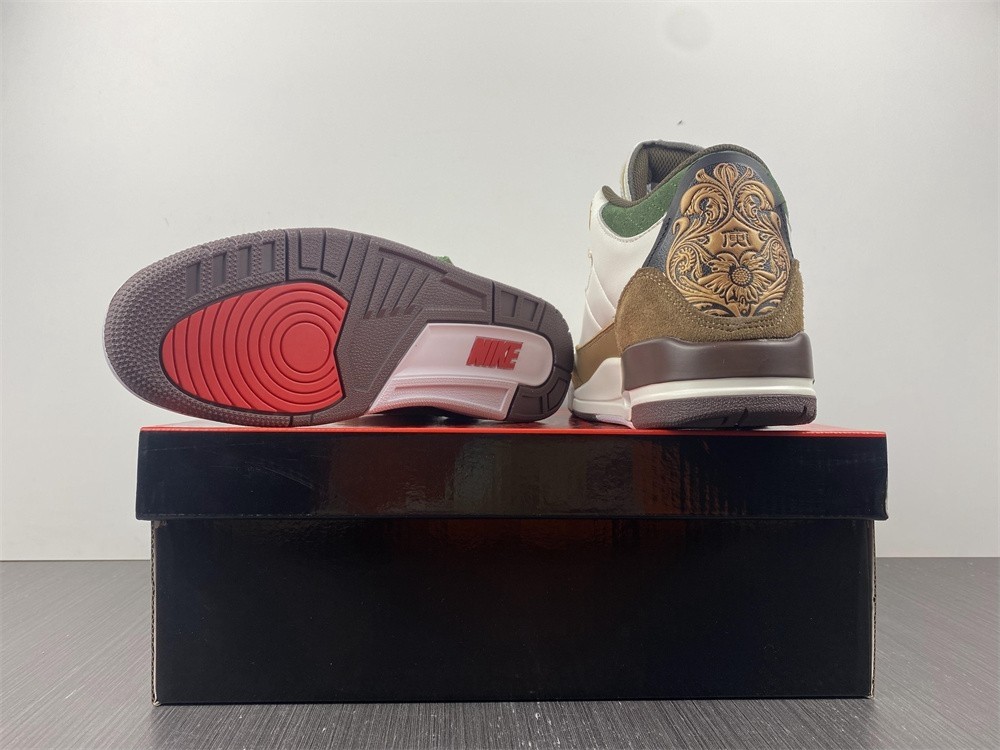 Air Jordan 3 Retro SE White Dark Brown Green Shoes 398614-500