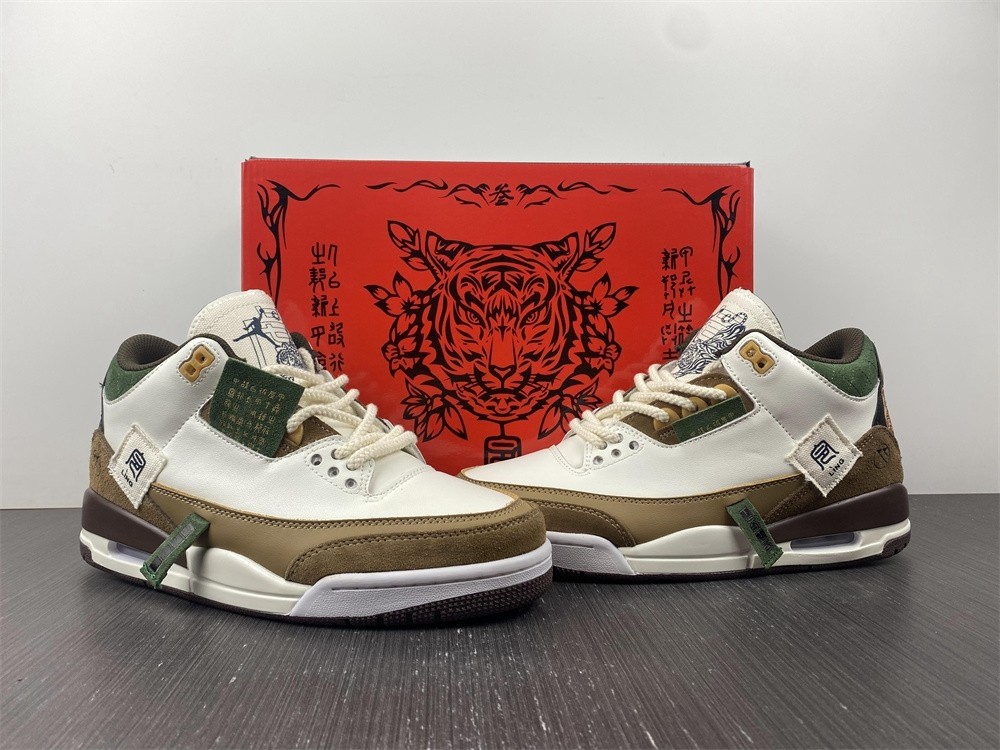 Air Jordan 3 Retro SE White Dark Brown Green Shoes 398614-500