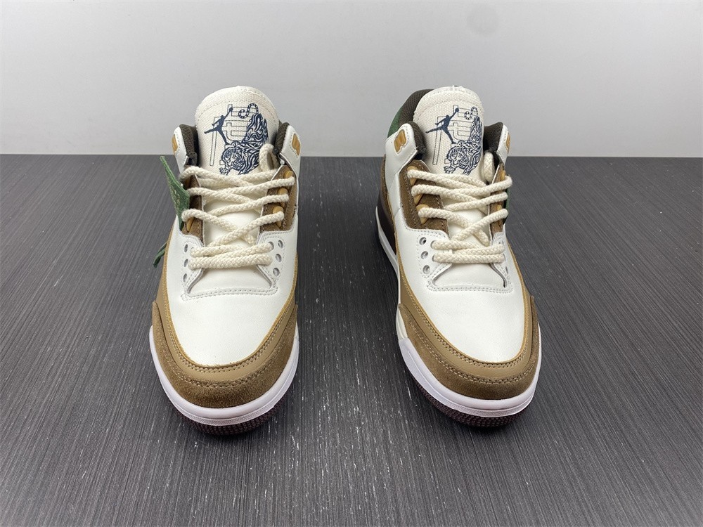 Air Jordan 3 Retro SE White Dark Brown Green Shoes 398614-500