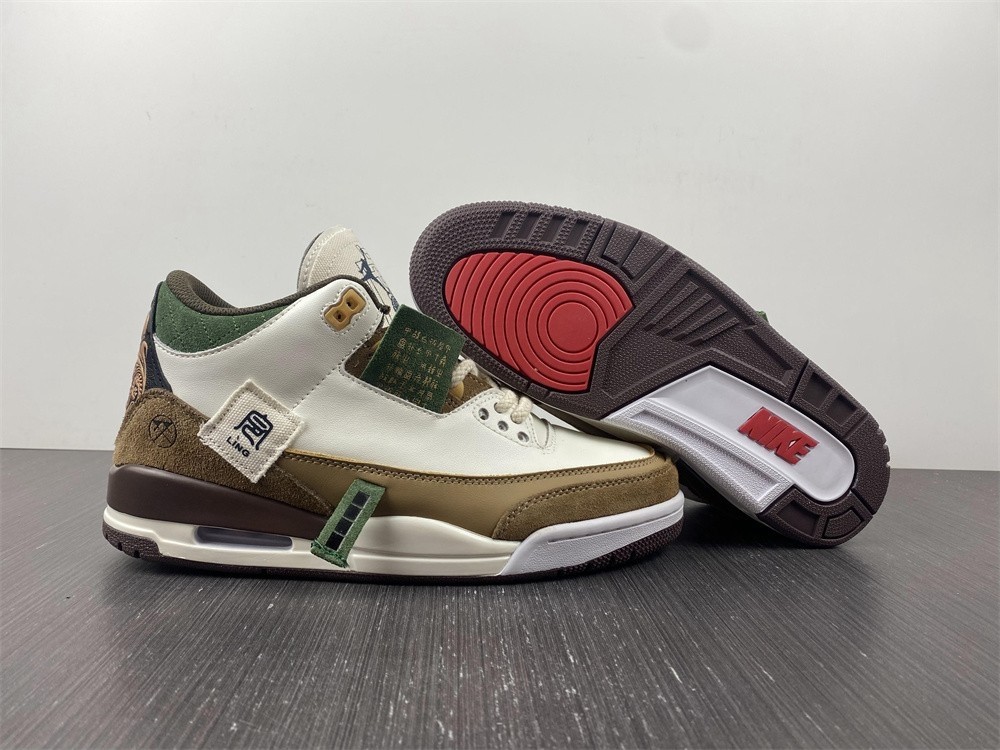 Air Jordan 3 Retro SE White Dark Brown Green Shoes 398614-500