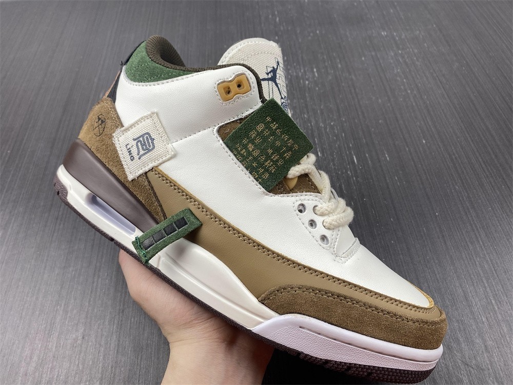 Air Jordan 3 Retro SE White Dark Brown Green Shoes 398614-500