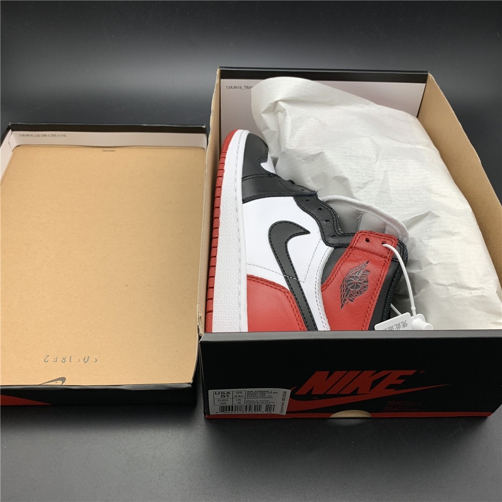 AIR JORDAN 1 High OG “Black Toe” white/ black-varsity red  555088-125