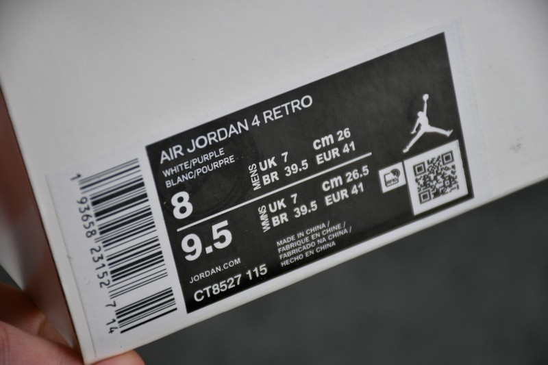 Air Jordan 4 Retro “Pure Money” white purple CT8527-115