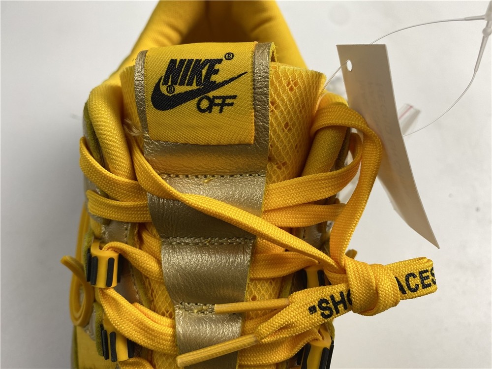 OFF-WHITE x Nike Air Rubber Dunk “University Gold” CU6015-700