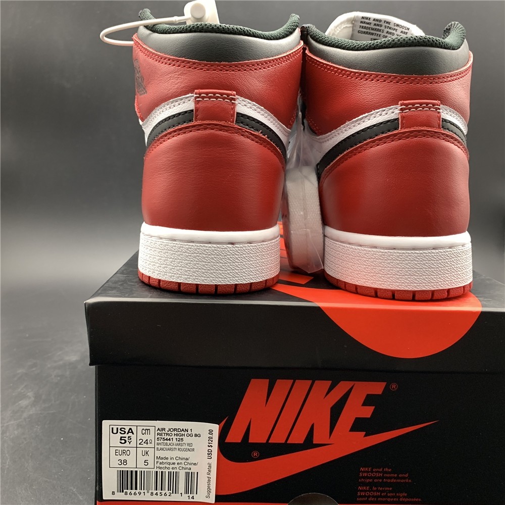 AIR JORDAN 1 High OG “Black Toe” white/ black-varsity red  555088-125