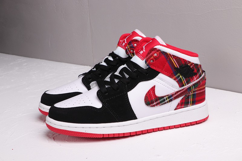 Air Jordan 1 Mid White Plaid 554725-607