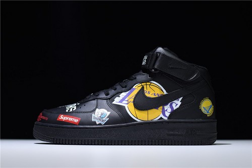 S*p*e x NBA Air Force 1 Mid '07 White Black teams AQ8017-011