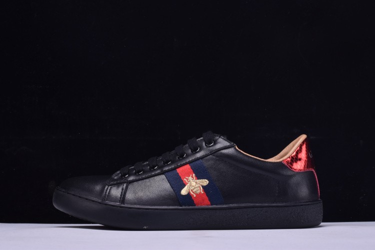 G*u*i* Ace Embroidered Low-Top Sneaker black with bee mens 431942-A38G0