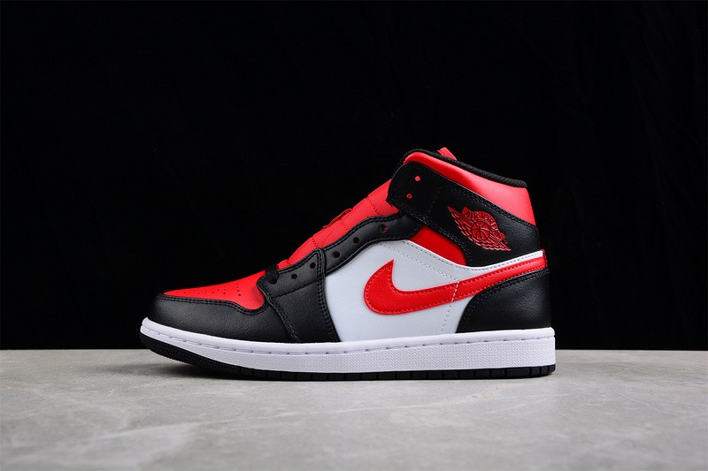 air Jordan 1 Mid White Black Red 554724-079