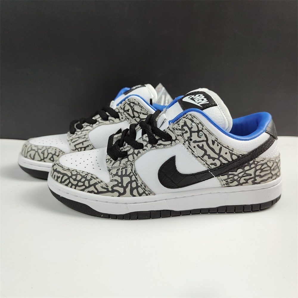Nike SB Dunk Low Black Burst Print White Blue CU1727-106