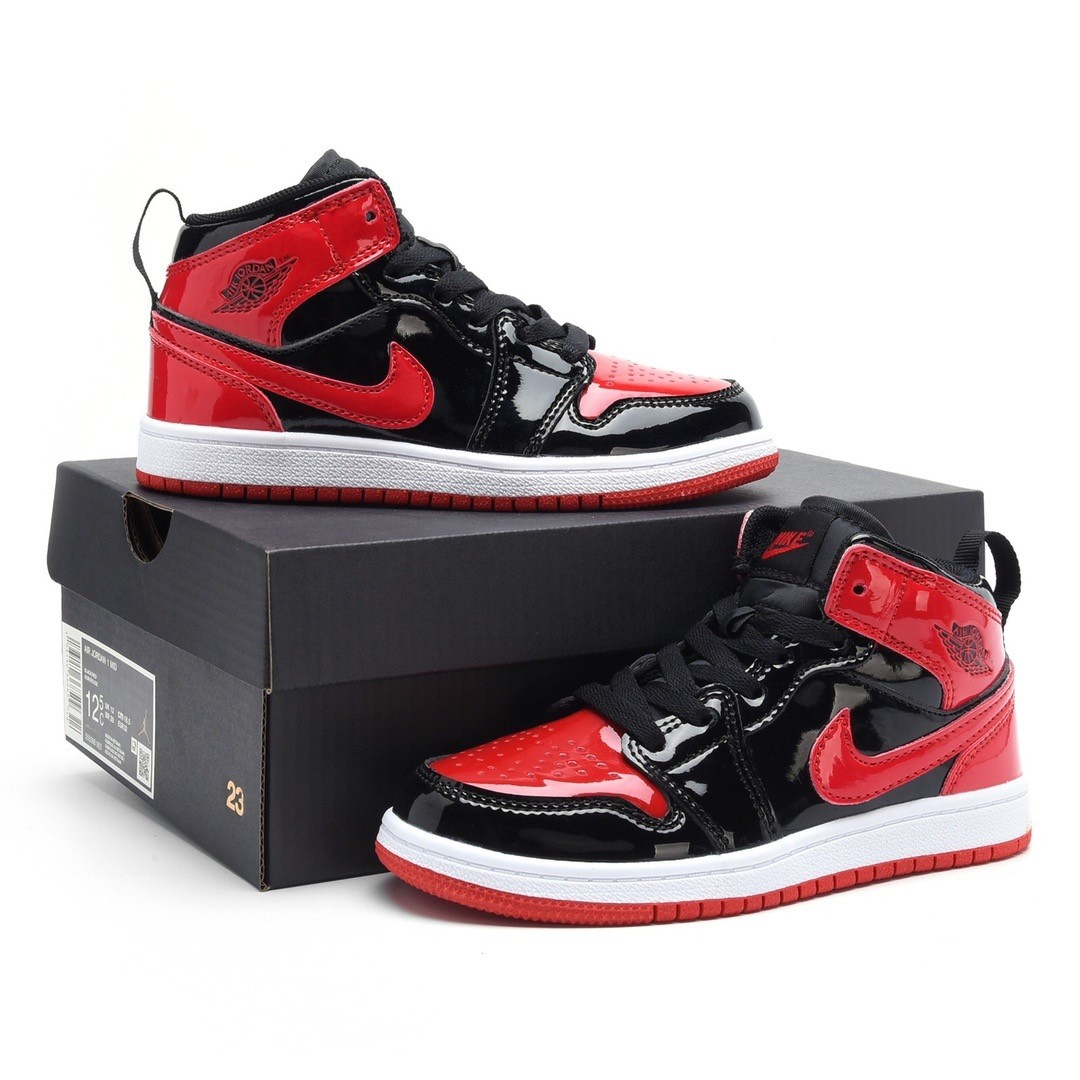 Kids AIR JORDAN 1 HIGH OG 'BRED PATENT' 555088-063
