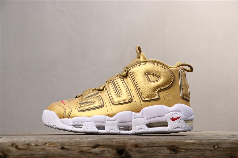 NIKE AIR MORE UPTEMPO "S*p*e" Metallic Gold/White 902290-700